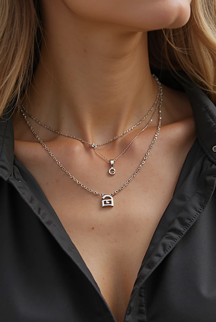 a necklace and the letters H,u,l,y,a on the necklace a shiny silver necklace