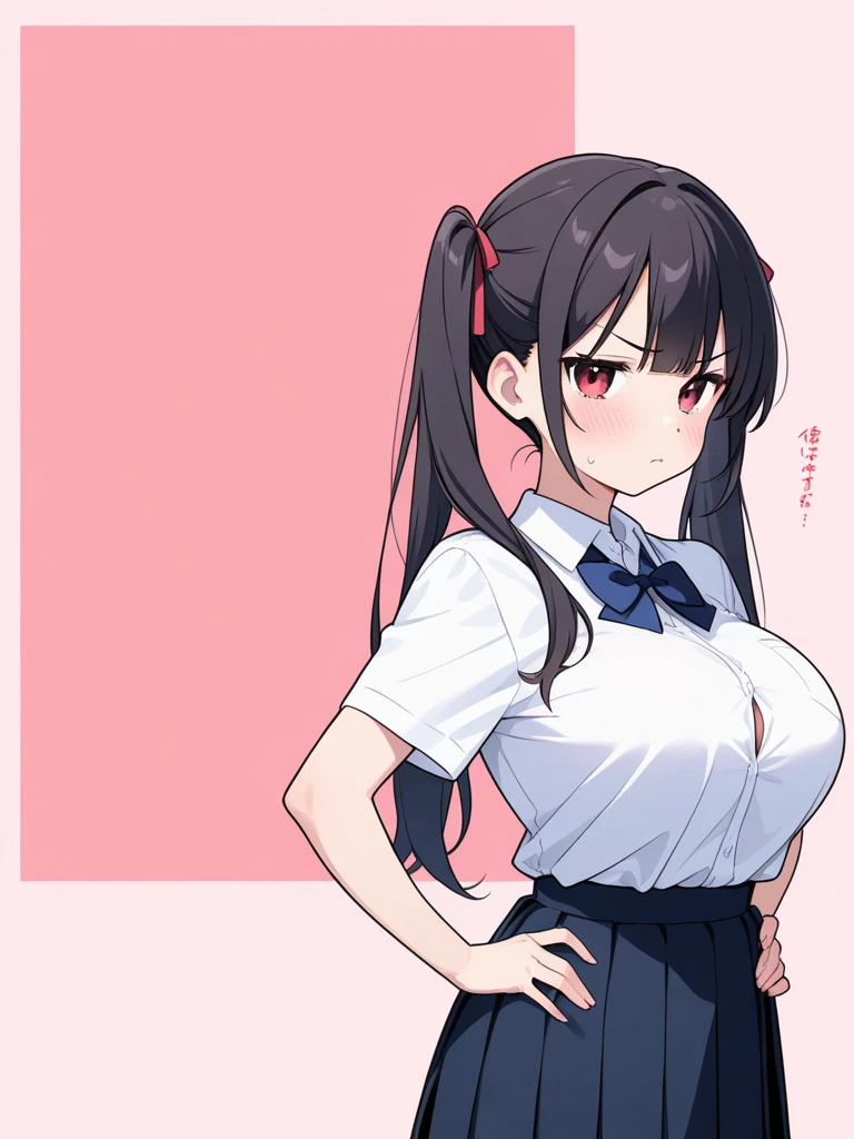 Anime girl with long black hair and a pink tie posing for a photo, Anime Moe Art Style, Enchanting anime girl, yandere, gapmoe yandere, a hyperRealistic , hyperRealistic , Kantai Collection Style, Marin Kitagawa Fanart, Realistic , Attractive anime girl, Smooth anime CG art, Cute Anime Girl