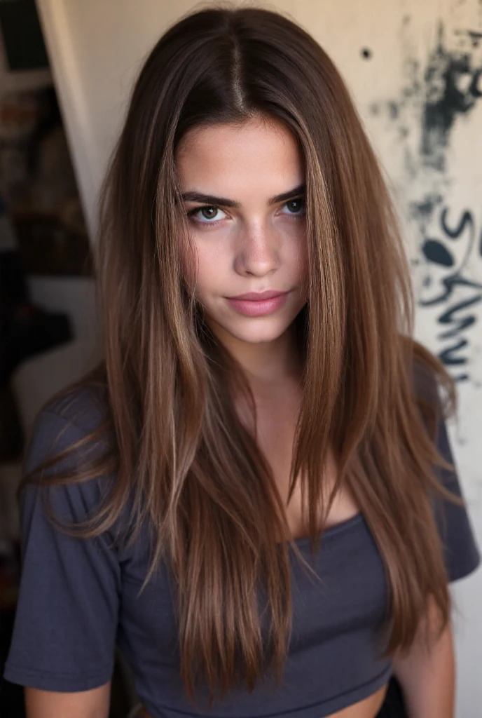 I want you to make a girl of Argentine origin and blonde, light brown eyes, hip-length hair and pretty.