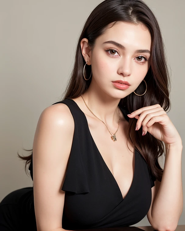 身穿black连衣裙、Woman wearing a gold necklace, Portrait of Sophie Mudd, Anna Nikonova aka Newmilki, Dashataran, Angelina Stroganova, Yelena Belova, Olga Buzova, Irina French, Julia Lamova's style, Anastasia Ovchinnikova, bra, Victoria Gavrilenko, black