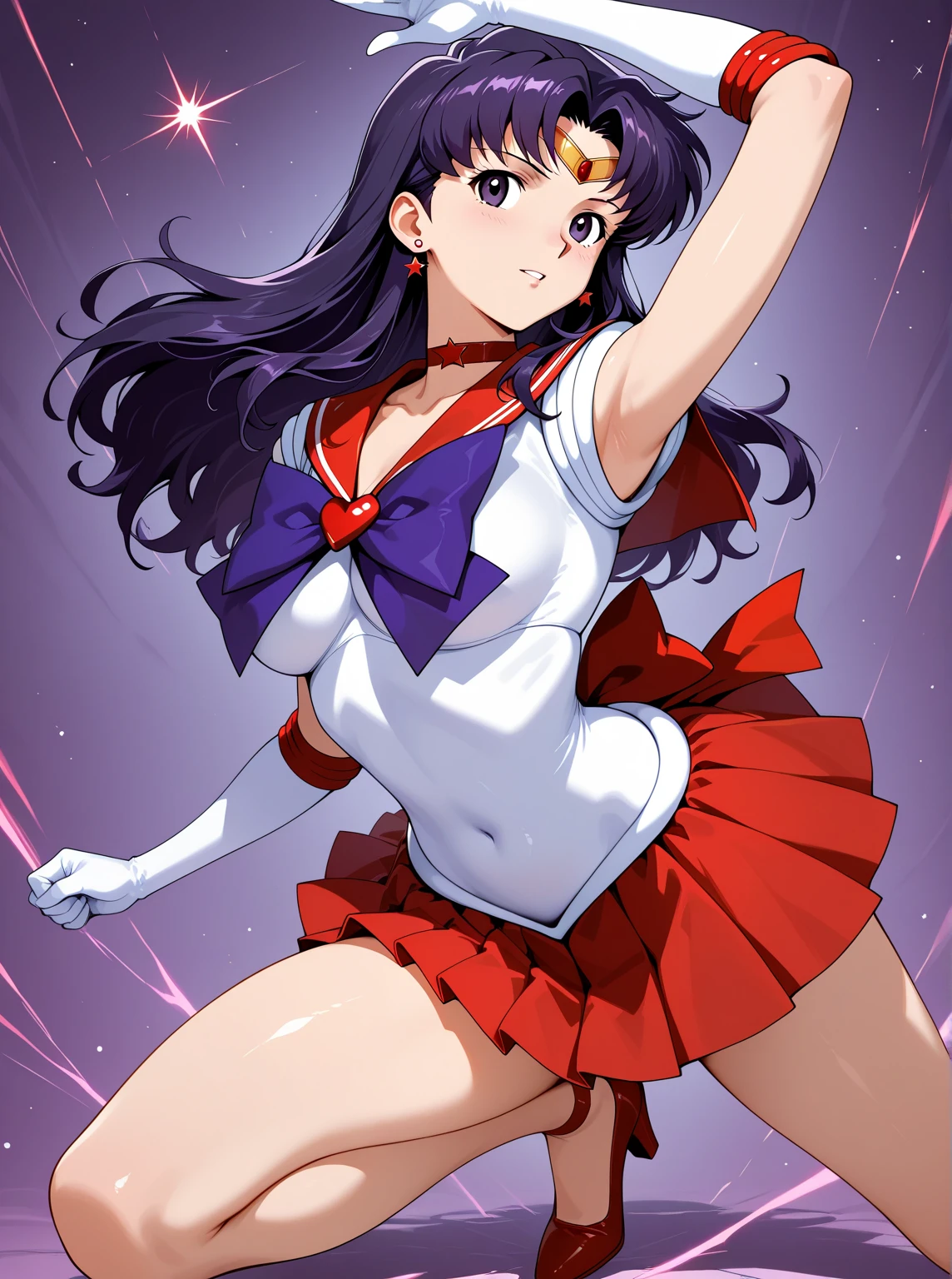(((Sailor Pluto:1.6)))、smile, View your viewers, (((Sailor Warrior Uniforms:1.8))), skirt, gloves、((8K)), ((32k)), ((Highest quality)), ((masterpiece)), ((超High resolution)), ((Tmasterpiece)), (((head shot:1.6)))、((8K)), ((32k)), ((Highest quality)), ((masterpiece)), ((超High resolution)), Fine skin、Expose your shoulders、魅惑的なsmile、Brown Hair, Brown eyes, Long and high ponytail, hair band, 1 person、Age 25, Japanese Mature, beautiful指, beautiful長い脚, beautiful体, beautiful鼻, beautifulキャラクターデザイン, Perfect Eyes, Perfect Face, jewelry, See through, smile、hair ornaments, king of fighters、 (Tabletop, Highest qualityの, Highest quality, beautifully、beautiful: 1.2), Very detailed, More detailed,適切な体のProfessionalポーション,Tabletop,Ultra-high quality output images,High resolution,Intricate details,Very delicate and beautiful hair,Realistic photos,dream-like,Professionalの照明,Realistic Shadows,Focus Only, (Big Breasts:1.2,) , フローティングskirtFine skinの質感, High quality fabric, High quality metallic texture、((Beautiful and dense face))、RAW Photos、Professional, Ultra-fine painting, ((alone)), beautiful胸、Highest quality, Very detailed, Very detailed詳細, Finer details, so beautiful,(Five Fingers, Four fingers and thumb),Concept Art, Anime fantasy artwork, Detailed fantasy art,8KHigh resolution, Detailed Art, 8 Slim legs, Defined, Defined fingers