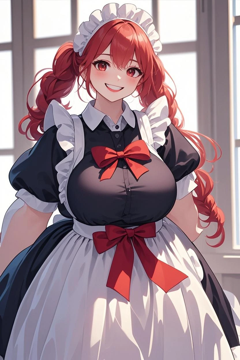 1 22-year-old girl,Red Hair, Long double ponytail, shirt, Fluffy collar, White fluffy skirt, White ribbon on hair, Lots of hair accessories, Lolita，(Pregnant，Huge breasts：1.8)，Room