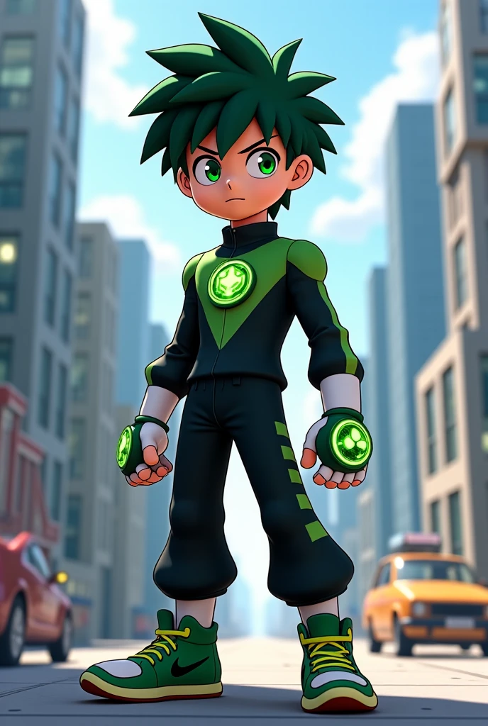 cowboy shot, ((no hat:1.3)), ultra-detailed , master piece , best quality , ((no background:1.3))、outline the figure in black、Fit in frame、1 boy, 13 years old、anime style、taller than life、big dark green eyes、silver short spike hair, Crew Cut Hair, (Cyberworld:1.3) , (Has a dark green laser sword:1.2) , intellectual, smile with a small open mouth、Sophisticated futuristic design elements, There are countless cords wrapped around、Complex network of circuits and processors, shiny skin, sharp, perfect body beauty, Perfect body with realistic shading, (cute baby face:1.2),("body suit, tech wear,":1.2),("leggings , armor":1.1),("glove, armor":1.1 ),(tech wear)(dynamic pose:1.2), thigh ,