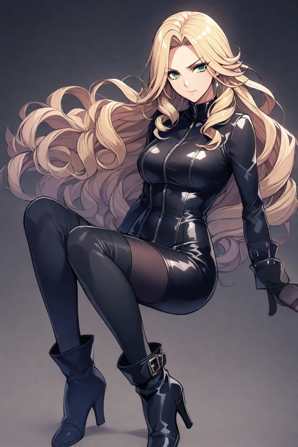 Dressed in black latex 