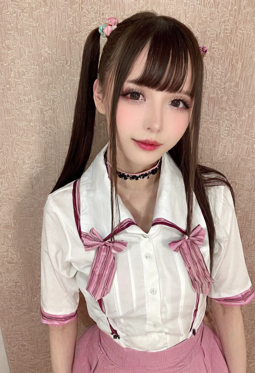 there is a woman with a bow tie posing for a picture, Surrealism female students, Anime girl cosplay, Surrealism female students, Anime girl in real life, sakimichan, Korean girl, ulzzangs, Realistic schoolgirl, Realistic young gravure idol, japanese girl school uniform, seductive anime girls, Yoshitomo Nara