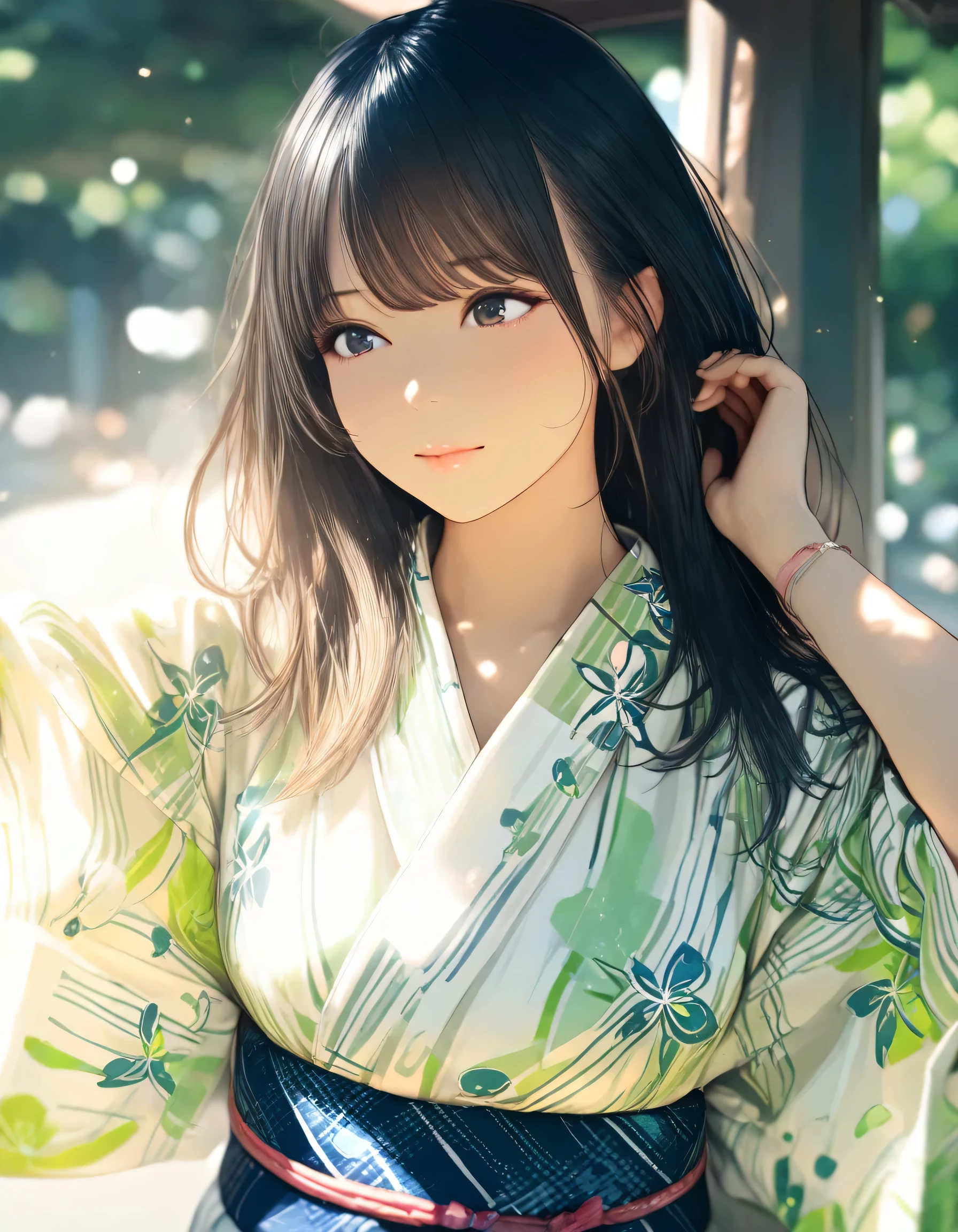 1girl, year 2019, upper body, summer, yukata, masterpiece, high score, great score, absurdres, 16k, Ultra detailed, (photorealistic : 0.5)
