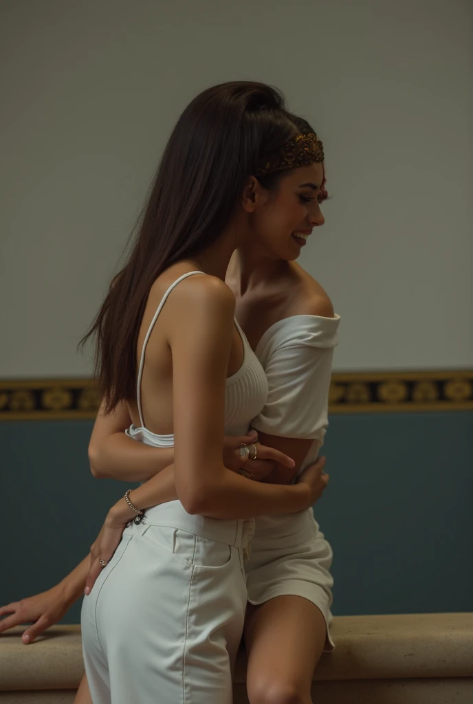 She is a girl of average height, with a slender figure and light skin. He has long, slightly wavy blonde hair. His eyes are blue and expressive. His face is beautiful, and he has a smile. Dress in formal attire: white silk blouse, black pencil skirt, and elegant high heels.