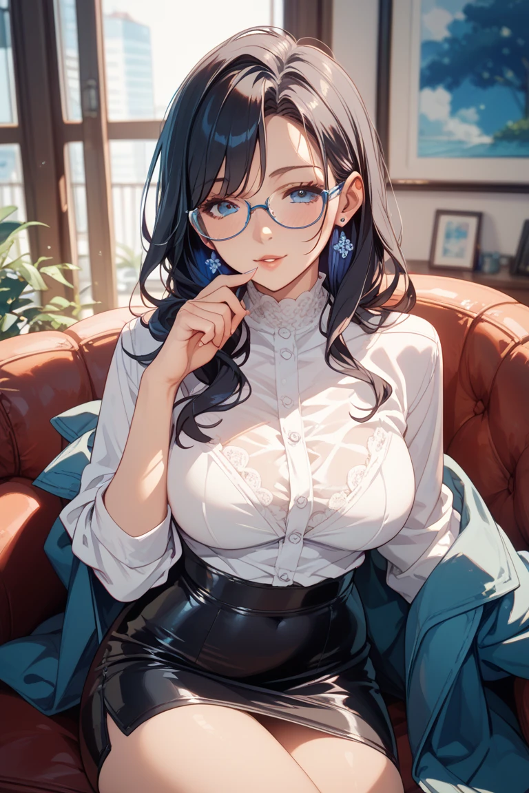 ,, wearing a short ,, she open her clothes,, With his long tongue out of his mouth, with a big breast,, with a peace arm pose,, full body picture with her leg,, wearing a jeans short,, wearing a glasses ,, sexual expresion 