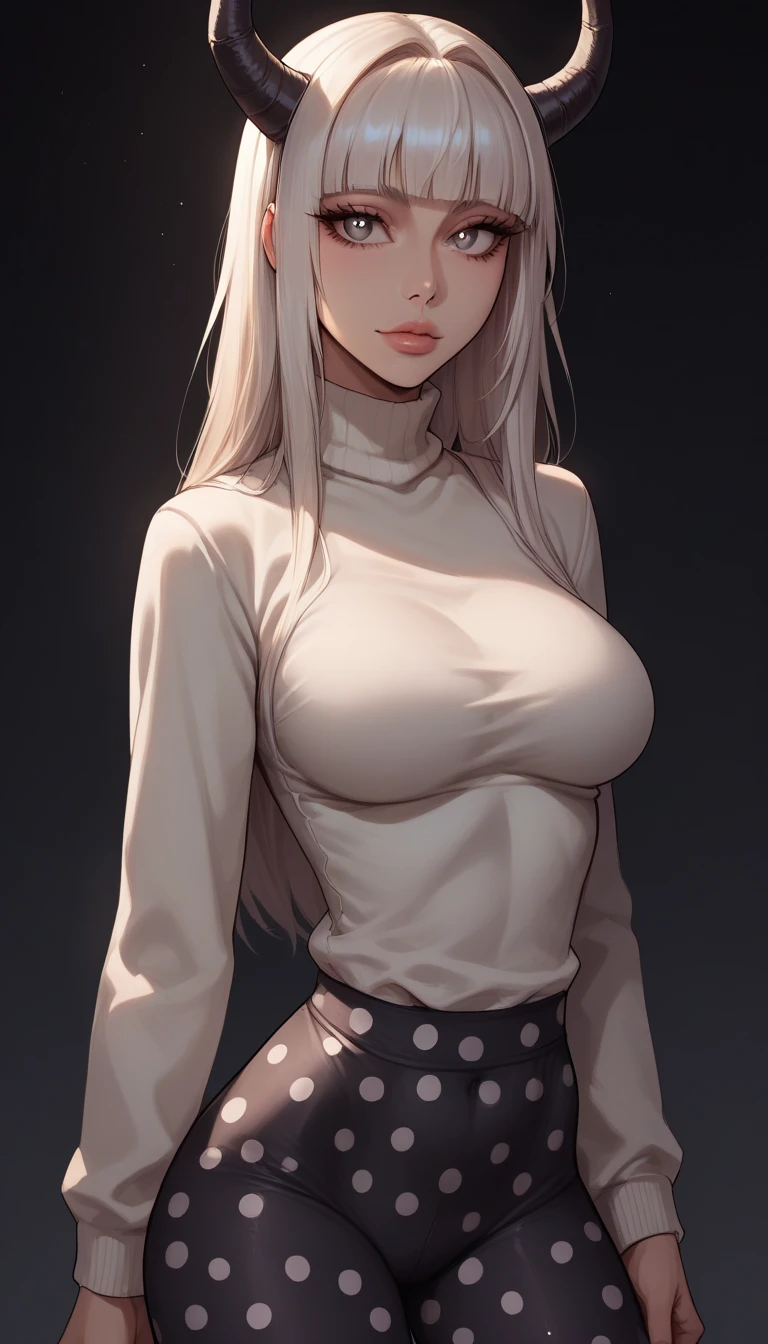 (Uhd, Masterpiece, Textured Skin, Super Detail, High Details, High Quality, Best Quality), Detailed Face, 1woman, mature pretty woman, (Huge Body:1.5), (Silver hair tied in a bun, long hair), (Short black top shirt, jeans pants), standing