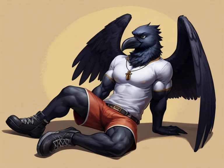 male anthro brown eagle, hi res, masterpiece, absurd res, 2023, extreme detail, lusty face, alluring pose, sexy strong blue eyes, feet, by nomax, by oouna, by darkgem, spread legs, tail, detailed feathered body, avian, romantic, dark bedroom, dark nipples, wings, looking at viewer, abs, pecs, black boxers, brown hair