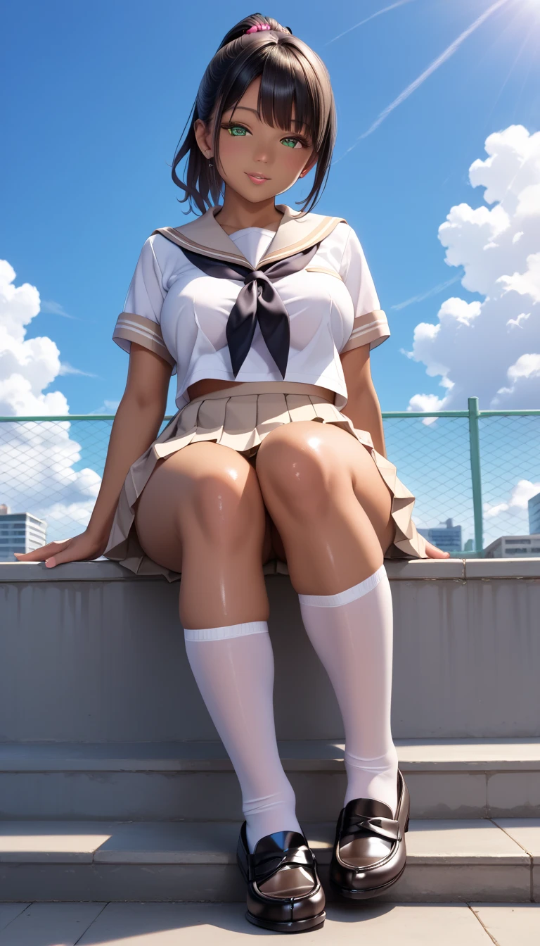 ultra-detailed,best quality,masterpiece,ultra-detailed,high resolution,extremely detailed CG,perfect anatomy,detailed,cinematic lighting,beautiful detailed eyes,ultra high res,1girl,(18 years old:1.4),gleaming skin,oil skin,sweat,humid,trembling,strong light coming in,spot lighting,bright,clothed,(school uniform:1.2),knee-socks,(School stairs:1.5),(from below:1.3),(lace panties:1.3),(love juice:0.5),looking down,skirt,strong facial expression,(sharp eye:1.2),(scowl:1.1),(stare at viewer with stern eyes:1.5),(bitting own lip:1.1),(angry:0.9),nose blush,(shamefull:1.2),surprised,,nsfw,(ecstasy:1.3) ,(slut:1.2),(vulgarity:1.3),(fucked silly:1.1),(steam:1.1),(wet:0.8),(trembling:0.8),(tears:0.7) ,(drooling:0.6),(sweat:0.8),