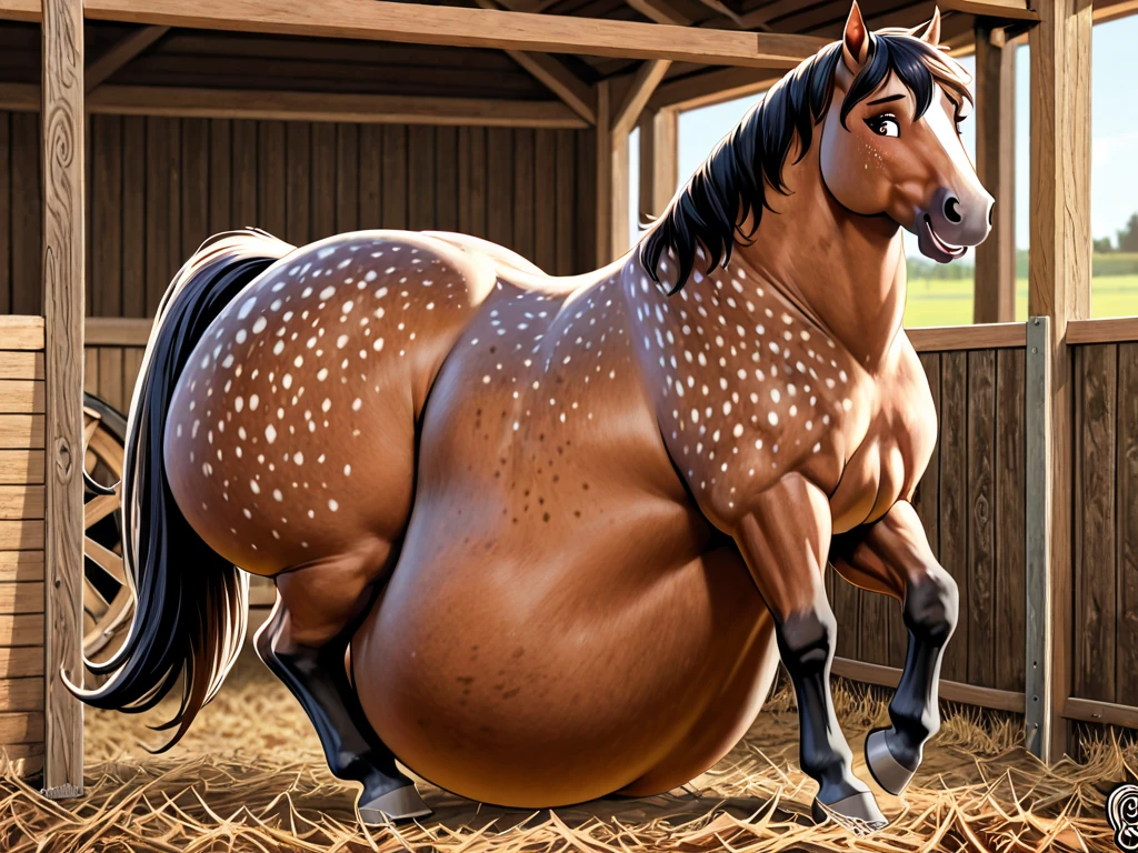(cute, fat, obese, anthro, male, horse), full body, nude, (((cropped lavender tank top, lavender briefs:1.3))), barn, hires textures, highly detailed, intricate details, best quality, masterpiece, detailxl, zPDXL2 