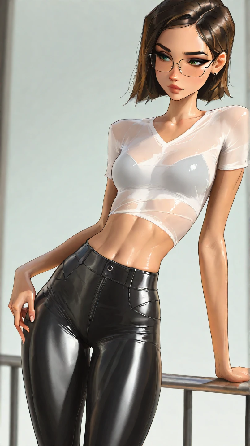 masterpiece, best quality, 1girl, solo, invisible, white jeans, white shirt, turtleneck shirt, sleeveless shirt ((((no humans)))), (headless), faceless, empty clothes, anime, curves, focus on breasts, closeup on breasts, zoom on breasts, medium breasts, visible_nipples, wet shirt, holding breasts, touching herself, self gropping, from behind, butt, back, back view