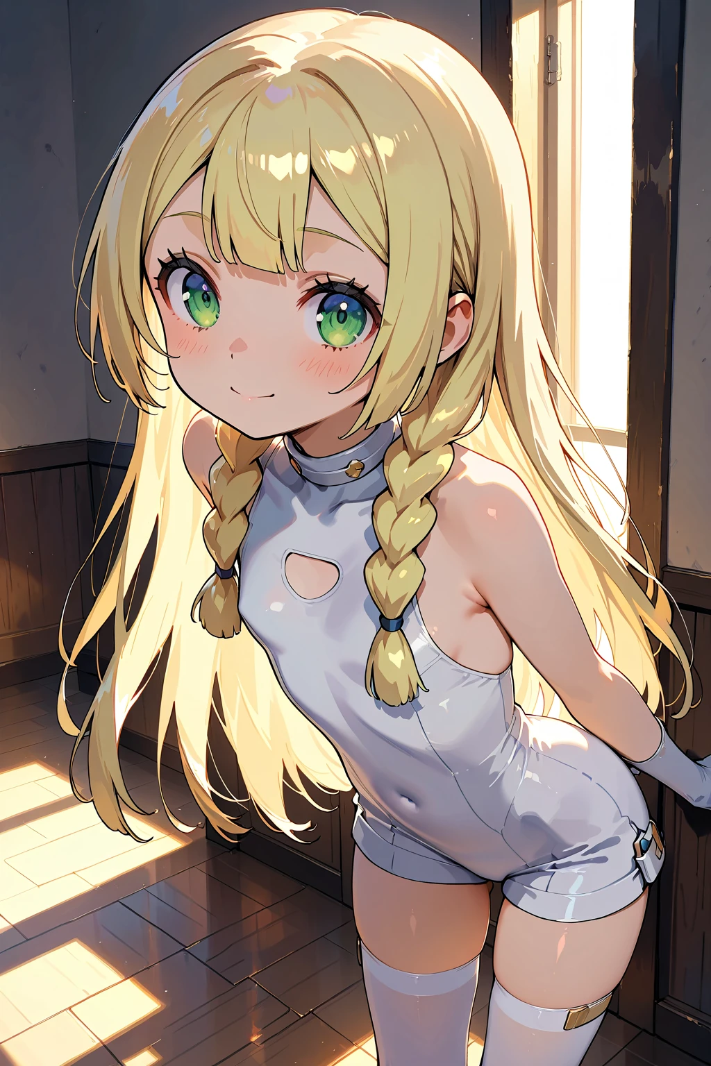 nsfw,1 person,Sweat,White Breath,solo,,Pokémon,Lillie,Groin bulge,Leaning forward,room,(Small breasts),Virgin-killing sweater