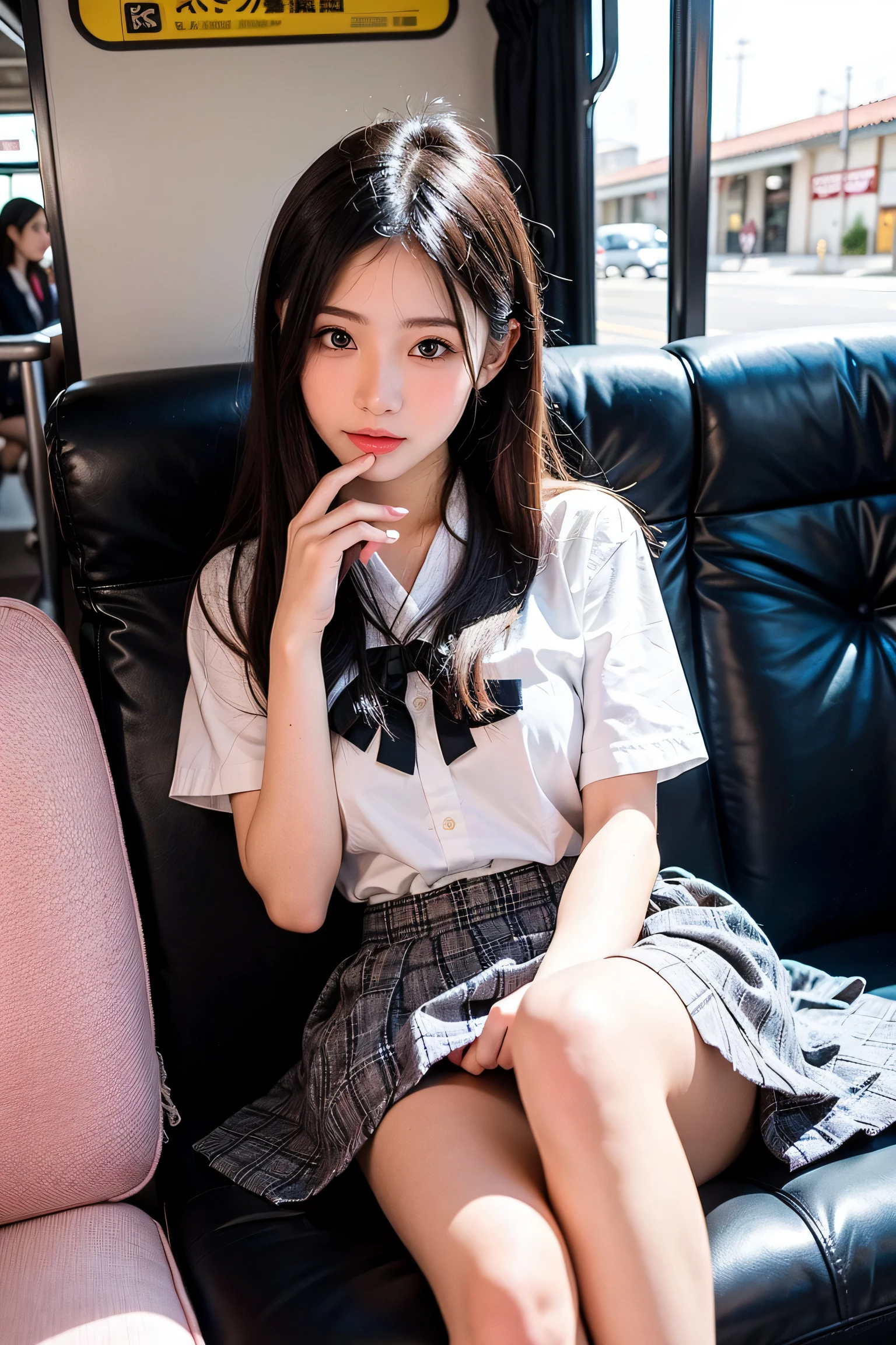 masterpiece,top-quality, 超A high resolution, Woman,(((((High school students))))),(((Okappa))),(校服),((Beautiful hair and beautiful big eyes)), A smile、(((Show panties ))),(Lift your chest yourself)、(((Show panties )))、((skirt lift by yourself)))、(lifted by self)、Focus of the female genital organs、red blush、Smile,High contrast, (Photorealsitic:1.4),Looking at the camera,(Flash photography)、Bet、Open the crotch、Spread your legs、Detailed crotch、Show off female genitalia、Put out the、Pink hair