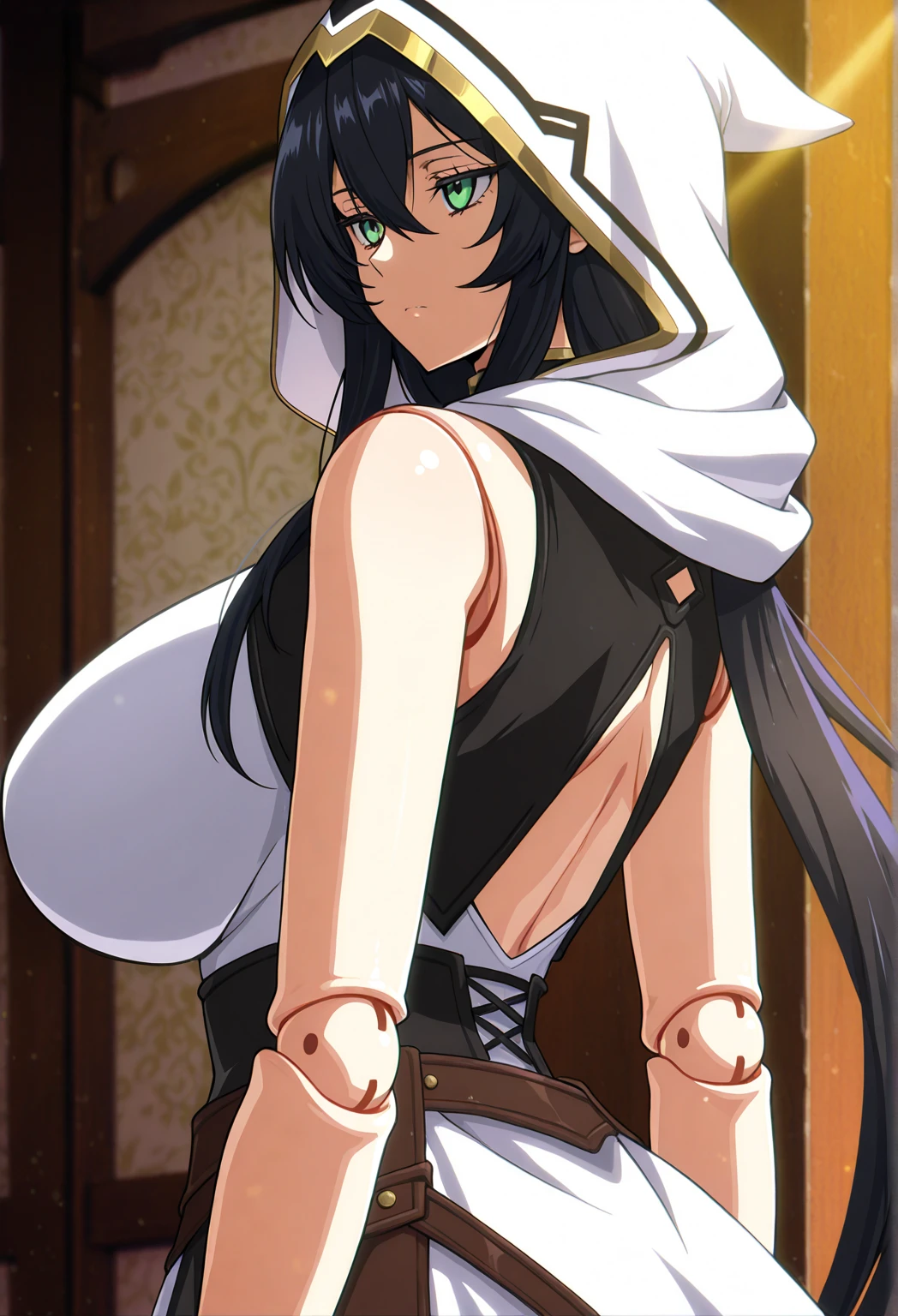 (masterpiece, best quality:1.2), 1girl, solo,standing_split, 
albedo (overlord), horns, sleeveless clothing,Sleeveless shirt, Unzip the jacket,  detail_face， eyeslashes， shinny hair