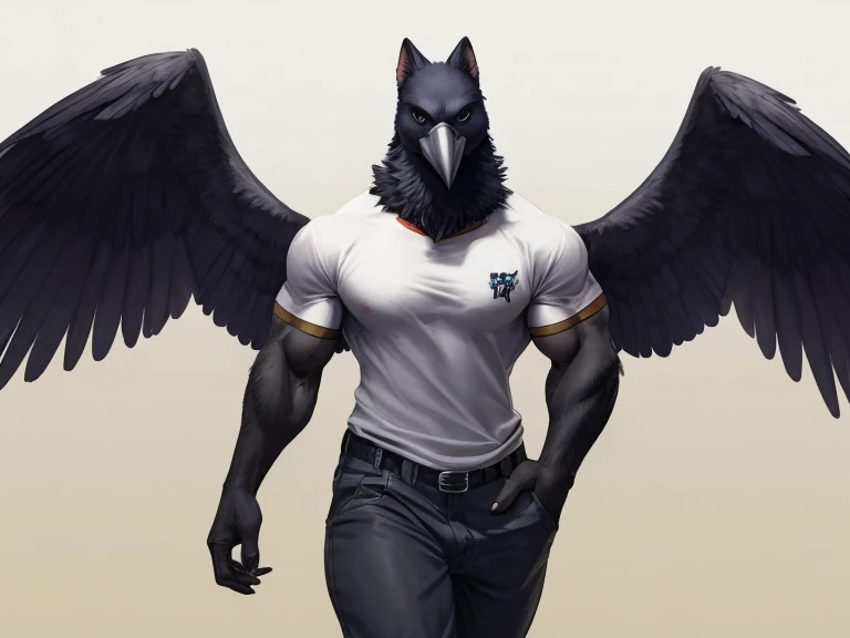 uploaded on e621, by Klongi, by Marco Mazzoni, by Anne Geddes, solo ((corvid)) with (((black body))) and ((black beak)) and (black claws) and ((clear red eyes)) and ((black wings)), (( portrait)), BREAK, ((((wear white jacket with bottomless)))), (detailed Anthony Thieme anthro corvid), ((bulge, male, underwear, small bulge))(detailed Bonifasko lighting), (detailed fur), (detailed feathers), (detailed skin), BREAK, ((fighting pose at dance hall on dusk)), (cinematic lighting), ((detailed background)), ((looking away)), (((front view))), (((wet))), (half body shadow), [backlighting], [crepuscular ray], [detailed ambient light], [gray natural lighting], [realistic proportions], [explict content], [sharp focus], (questionable content), (shaded), ((masterpiece)), BREAK