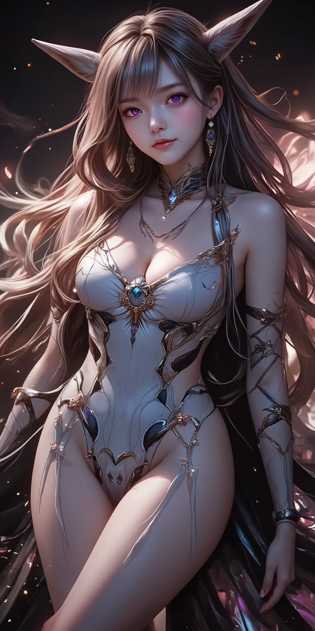realistically, High resolution, 1 woman, hips up, Cybernetics, Mechanical aura,complex mechanical body set, White-red-gold bikini body,The light is warm and comfortable on the eyes.,A deserted star backdrop