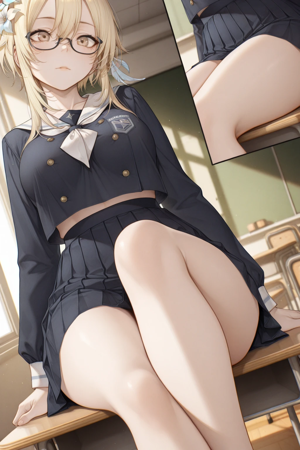One Girl, Shiny skin, 最high quality, (Game CG:1.4), Browsing Caution, Beautiful face and eyes in every detail,Big Tits、Small lingerie, Severe, Big ample breasts、((最high quality)), (Very detailed), (Very detailed CG 統合 8k 壁紙), Very detailed, High resolutionのRAWカラー写真, Professional photography,From below, (((White lace panties)))、I can see your face、(((A regretful look))),(((Embarrassed face)))、(((Are crying)))、(((Anguished expression)))、Glaring, Angry、(((Her white panties are visible through the)))、((White underwear pattern))、Dancing、((((She is embarrassed that the audience has seen her panties))))、 (((She forgot to put on her underwear so her underwear was completely visible)))、dancing, (((The audience is happy to see her panties))), (((A crowd of spectators point their cameras at her panties))), ((Nipples are visible))、Full Shot、(((Her skirt is flipped up))),(born, 最high quality, masterpiece:1.5), (Realistic, Intricate details:1.2), 超High resolution, (high quality, High resolution, The finer details), alone, Curvy Women, blush, Sweat, Oily skin, Shallow depth of field,(masterpiece、最high quality、High resolution、Unity 8k wallpaper、Very detailedCG:1)、(Awareness-raising:1.0)、One Girl、最high quality、8Kmasterpiece、((software)), ((multiple girls)), (18-year-old female, Beautiful detailed woman, policewoman),(Blonde),(Long Hair),White and thin uniform,(Black leather micro mini skirt), ((With a shy look:1.5)), Huge breasts, Hard nipples, Slim Waist, Thick thighs, Ultra mini skirt, ((Black Pantyhose)), (((I'll lift my skirt to show you my pantyhose))), ((Leg spread)), (Please open your legs),, look down,((Skirt Lift)),(((Boldly flip up the skirt)))