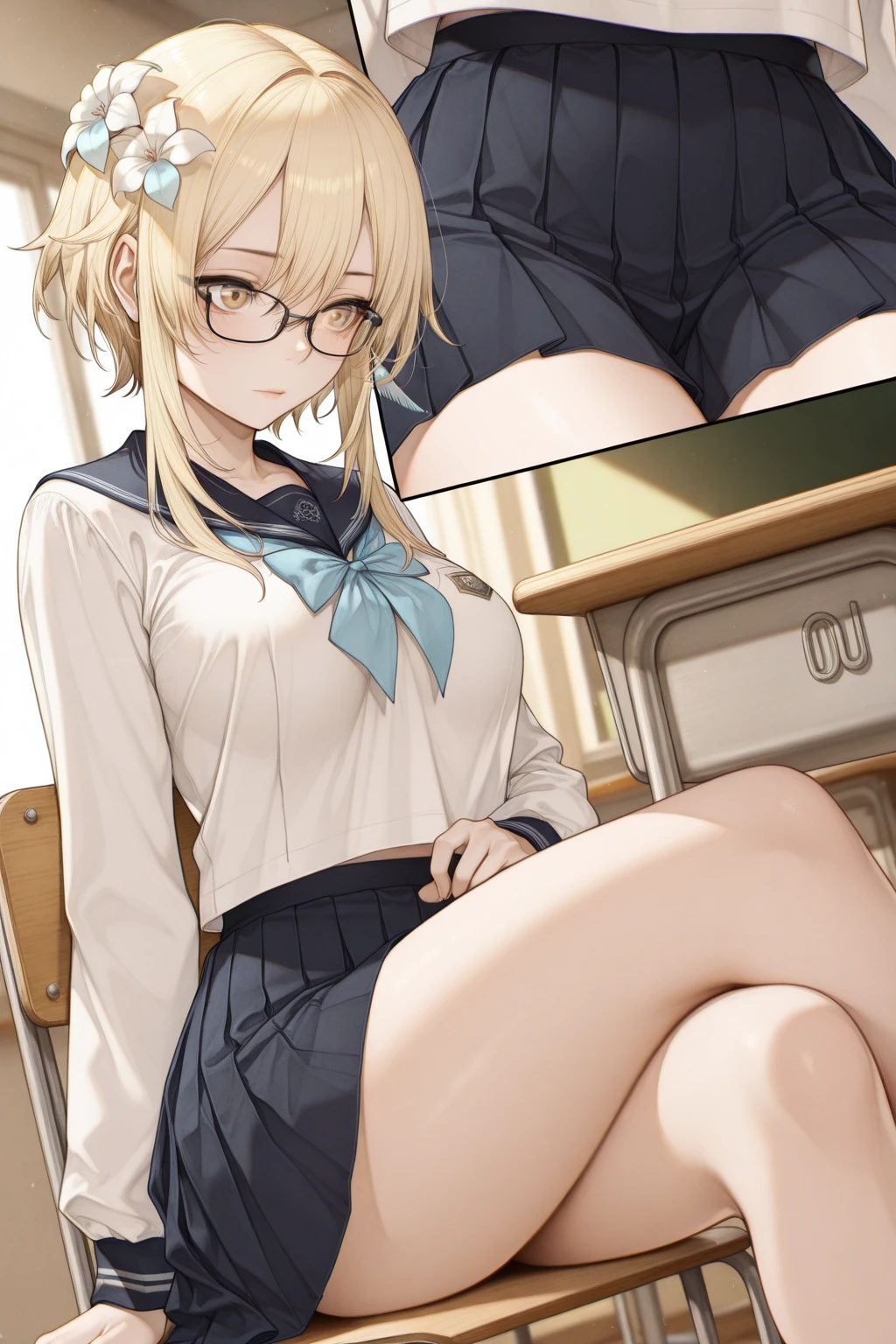 (Masterpiece、high resolution)、(Multiple Girls)、Elementary school girl、8-year-old、Flat Chest、Blonde、、Glasses、short hair、Red Eyes、White sticky、Embarrassed look(1 person)Exposed nipples、 紺色の透けているスクール水着 School classroom Standing姿 ダイナミックアングル黒ギャル(Dark Skin:1.2)、(correction:1.1)、(short、small、small:1.2)、Cowgirl、Crouch、Leg spread、(Spread your legs、Open legs、Knee Raising:1.3)、between legs、perineum、Super detailed、Bright colors、Very beautiful detailed anime faces and eyes、It looks straight、;D、Shiny skin、(8K、RAW Photos、Highest quality、masterpiece:1.2)、(非常に詳細な8K壁紙)、shape、Professional Lighting、Sharp focus、Written boundary depth、Crouch、Leg spread、、blazer、between legsズームカメラ、Ass Focus/Hip Focus、Information from below、、black tights。Ass Focus、Standing、blush、Embarrassing、Low - Angle、女の子1 person、Ass Focus/Hip Focus、Information from below、破れた女子高生の極限Low - Angleのお尻を真下から。}}}} #A peek under the skirt。#School classroom。a pregirl,Pull up the skirt,The reveal、panties stick insertion、to be tied up、Spread your legs、saliva、Urine、Exposed nipples、Bedroom、