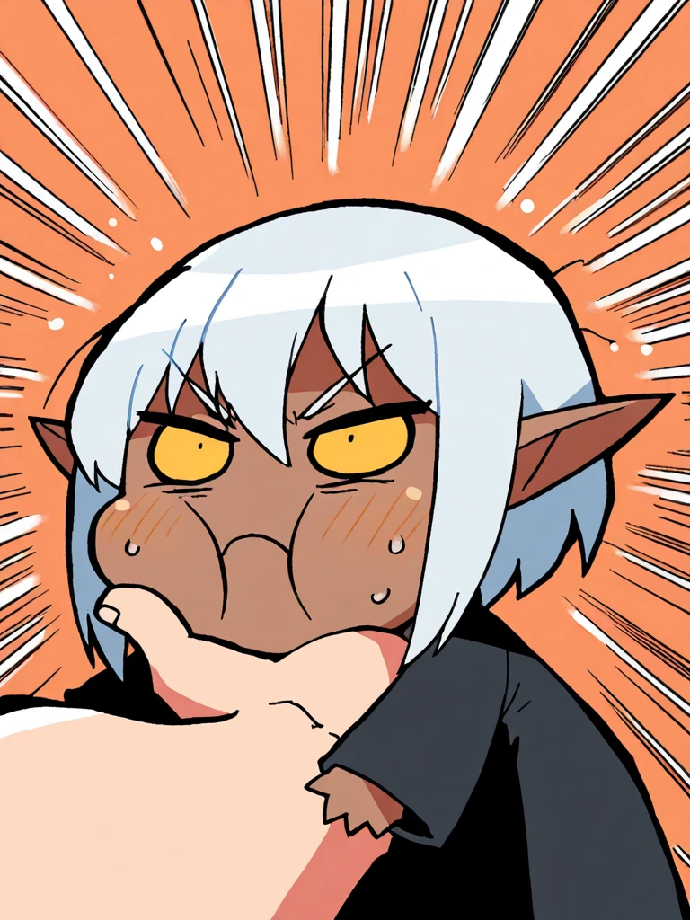 A shota wolf have black fur with white hair and purple eyes, having sex by a green zombie old man, with body trembling, have small dick and uncomfortable face x-ray with the Sperm colour green surrounds go into the egg