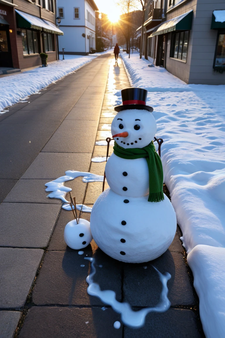 Children building a cheerful snowman in the front yard, adorned with a carrot nose and a top hat