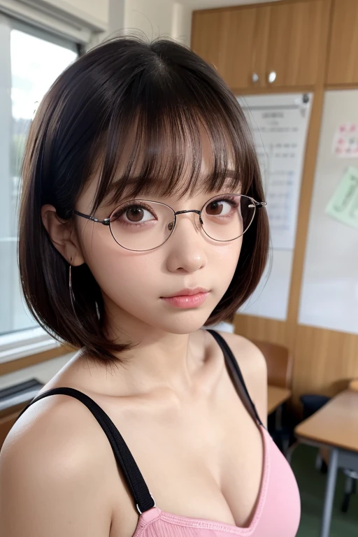 super high quality, thin, Photography Sculpture, The staff is working at the counter in the back..., (8k、RAW Photos、highest quality、masterpiece:1.2), Japanese Idols, Stylish cafe, (Realistic、Realistic:1.37), Beautiful Face , Bob Hair, Mesh Hair, Normal chest, Urban Cafe, Golden Ratio, RAW Photos, Bright cafe interior, Blurred Background, Spring Clothes, Glasses, Beautiful hairstyle, suit, 20-year-old, Hair blowing in the wind, Dress appropriately,