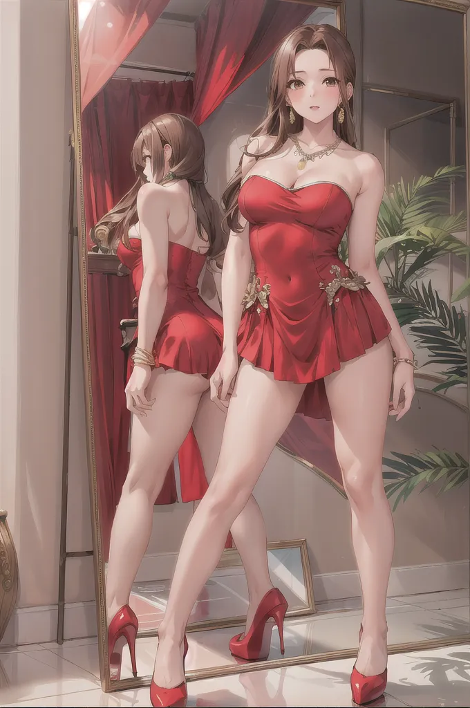one Rebecca wearing a red bikini, long brown hair, blue eyes, sexy hourglass figure, standing in the Roman Coliseum, [ 4 k digital art ]!!, seductive anime girl, deviantart artstation cgscosiety, trending on cgstation, 8k high quality detailed art, photorealistic anime girl render, kawaii hq render, commission for high res, thicc