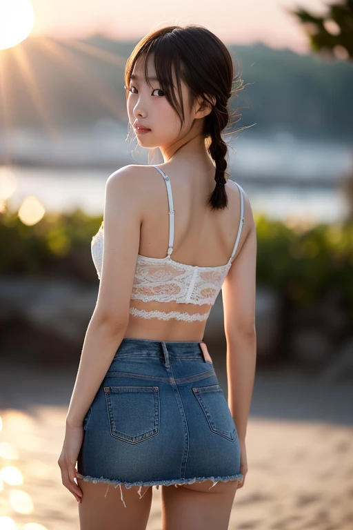 (Very detailed , 8k wallpaper, masterpiece, High resolution, Highest quality), (short hair, White skin, Buttocks protruding more than 80mm:1.2, Half Open, look up, Japanese women, Droopy eyes:1.2),(sunset, Kobe Port Tower:1.2),(Wearing white sheer Calvin Klein underwear:1.2), (Very detailed顔, Very detailedボディ), Digital Paint,(Aperture F1.4, Focus distance 35mm, Exposure compensation+2, Back Blur)、Showing anus、Underless
