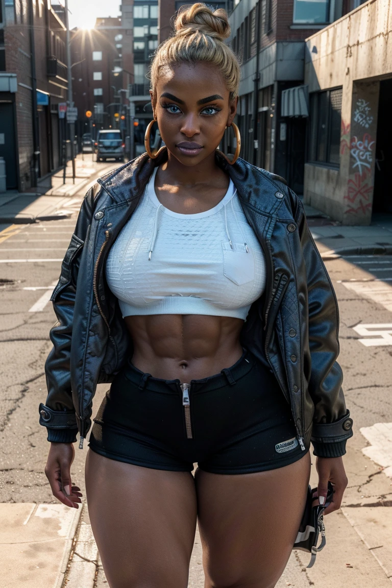 {(Sha'Carri Richardson, usando (legging preto de couro), e uma (moletom rosa, with Stylish Toca De Frio wool beanie), (sensual)corpo peito, quadril largo, cintura fina, wide, thick thighs with quadriceps muscles, gostosa}, Paris.