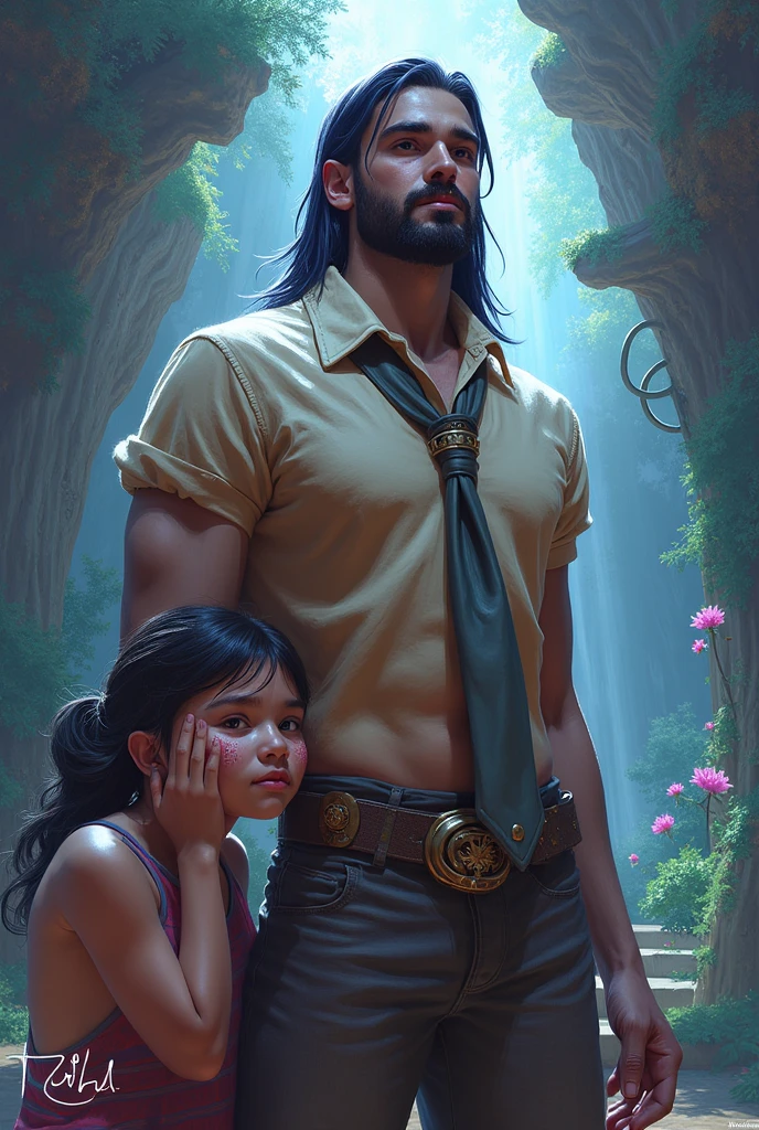 Tarzan, Wife and Son, photo-realistic, octane render, unreal engine, ultra-realistic
