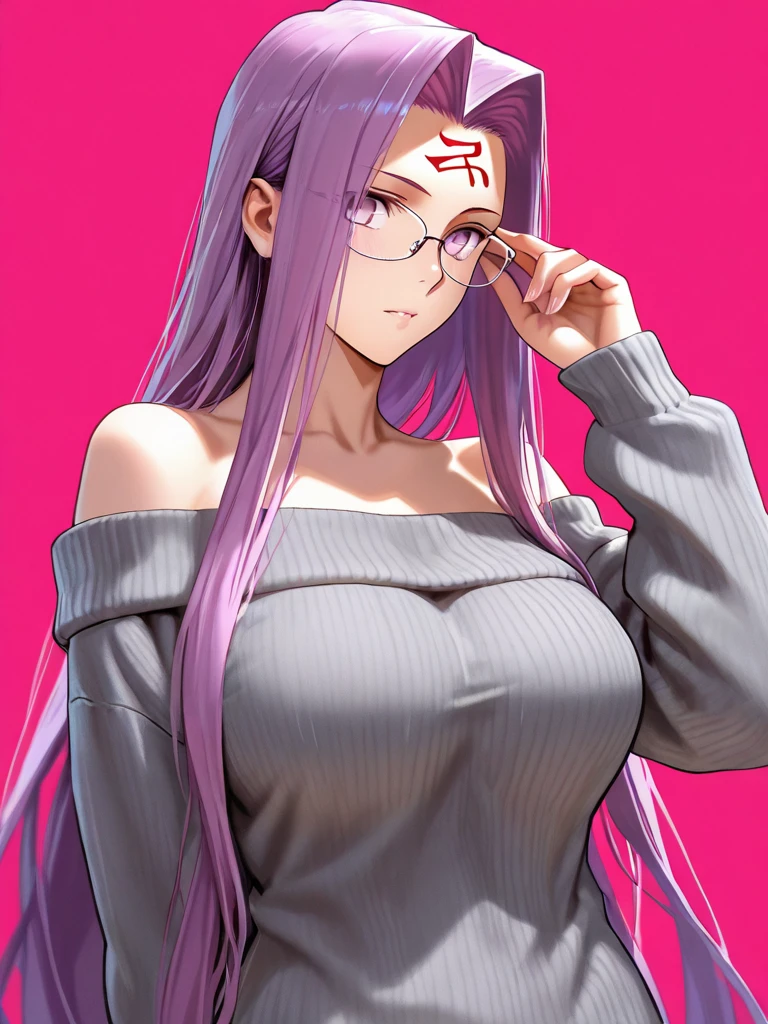 masterpiece, best quality, looking at viewer, upper body, portrait, looking at viewer, seductive smile, put your hands behind your head, armpits, armpits visible, sweaty armpits, medusa, very large breasts, long purple hair, wearing black bikini, wearing glasses,