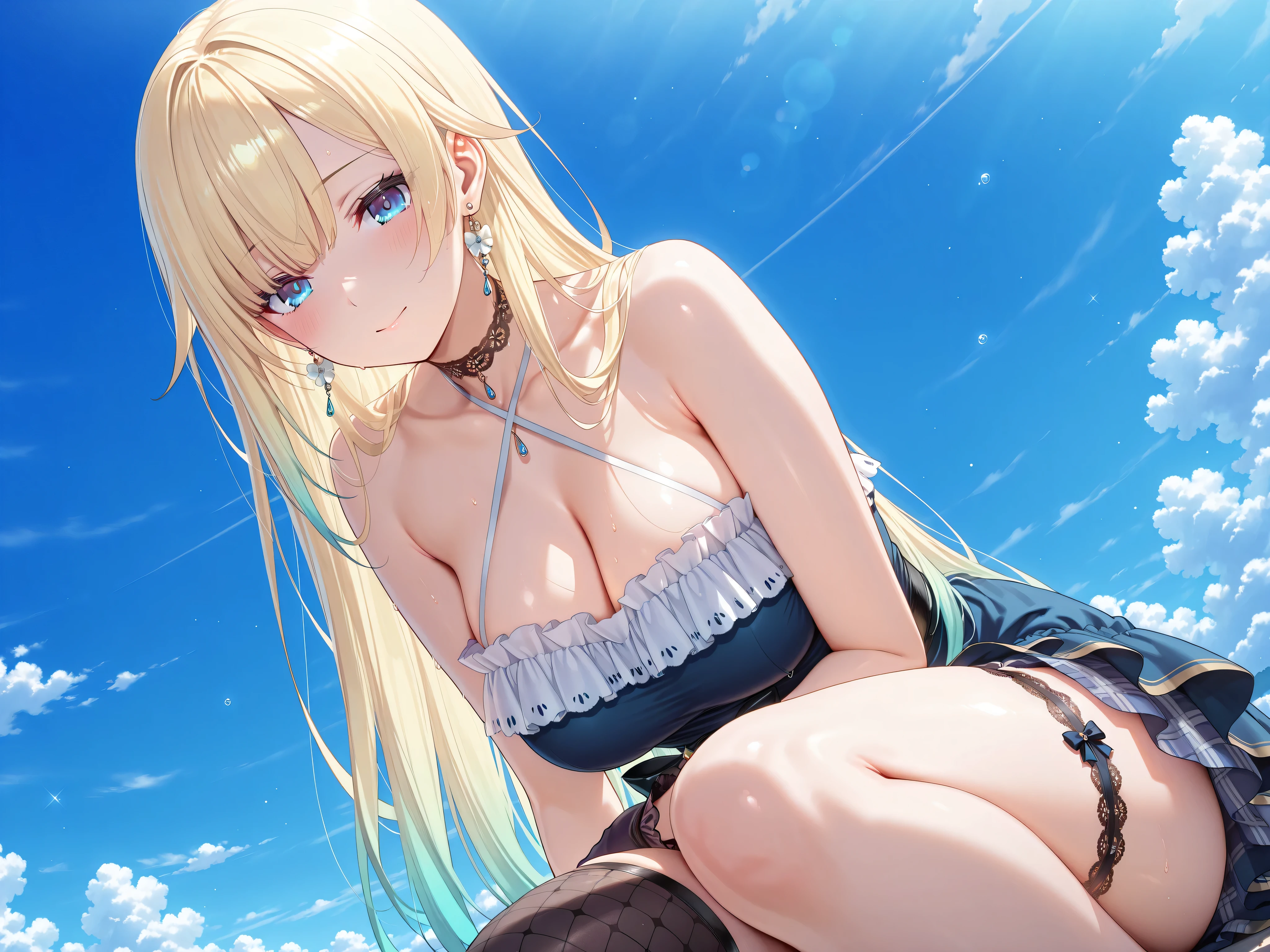 (masterpiece, best quality, 8k wallpaper:1.2), ultra detailed, Beautiful face, smile, High detail RAW color photo professional close-up photo, realistic, highest quality, best shadow, best illustration, ultra high resolution, highly detailed CG unified 8K wallpapers, 1girl, looking at viewer , happy, white hair , (laugh:1.1), silky skin, beautiful eyes, focus on eyes, beautiful smile line, big blue eyes, shiny hair, Large eyes and eyelashe, ultra detailed background, beautiful oppai, ultra detailed oppai, best quality oppai, long hair flowing with the wind,( leaning forward, breast squeeze:1.2), delicate and intricate hair,