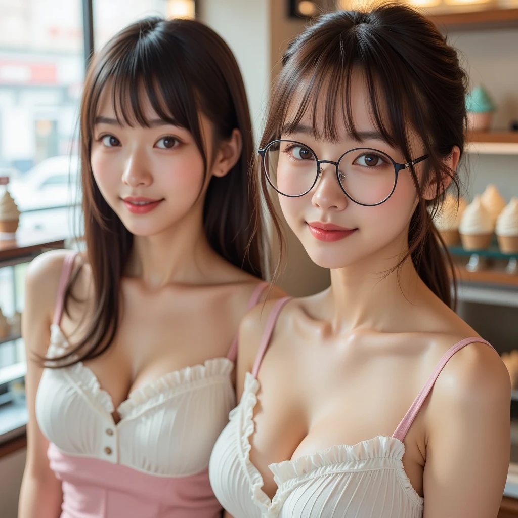 (NSFW1.8),,wet vaginal,missionary,pussy,14 years old female, Medium chest,long black hair, round face, charming smile, And brown eyes, wearing glasses,Sweat,Sweatをかいた,white drooling,????? in pussy,(4K、highest quality)、(realistic、Photoreal)、(Yakian)、
1 girl、一人in、whole body、(face to viewer)、
perfect hands、look up_in_viewer、
white shirt、
家の外in、daytime、Shinjuku City、detailed face、wears round glasses、a little chubby、best smile、You can see the double teeth、white hair band、light brown long curly hair,,(super huge breasts, black mini skirt、cleavage:1.2),(Off-shoulder knitting:1.3), (camel toe),15 years old、panty thong、Nogizaka idol、actress、korean idol、fiery idol pose,Black Rim Glasses、medium hair、low length,140cm