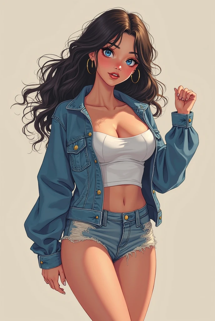 KittyPryde_gown_Subscribe to, 1 girl, Brown hair, pony tail, necklace, jewellery, Blue eyes, lipstick,long sleeve, lips, Long hair, medium breasts, blush, topknot, scrunchie, the picture, red lips, Hair decoration, Jeans, denim, chemise, blue trousers, navel, Caprihose, rosa jacke, Strickjacke, most absurd, ultra detailed, masterpiece, best quality, esthetic, detailed,ahegao, Looking at the viewer,