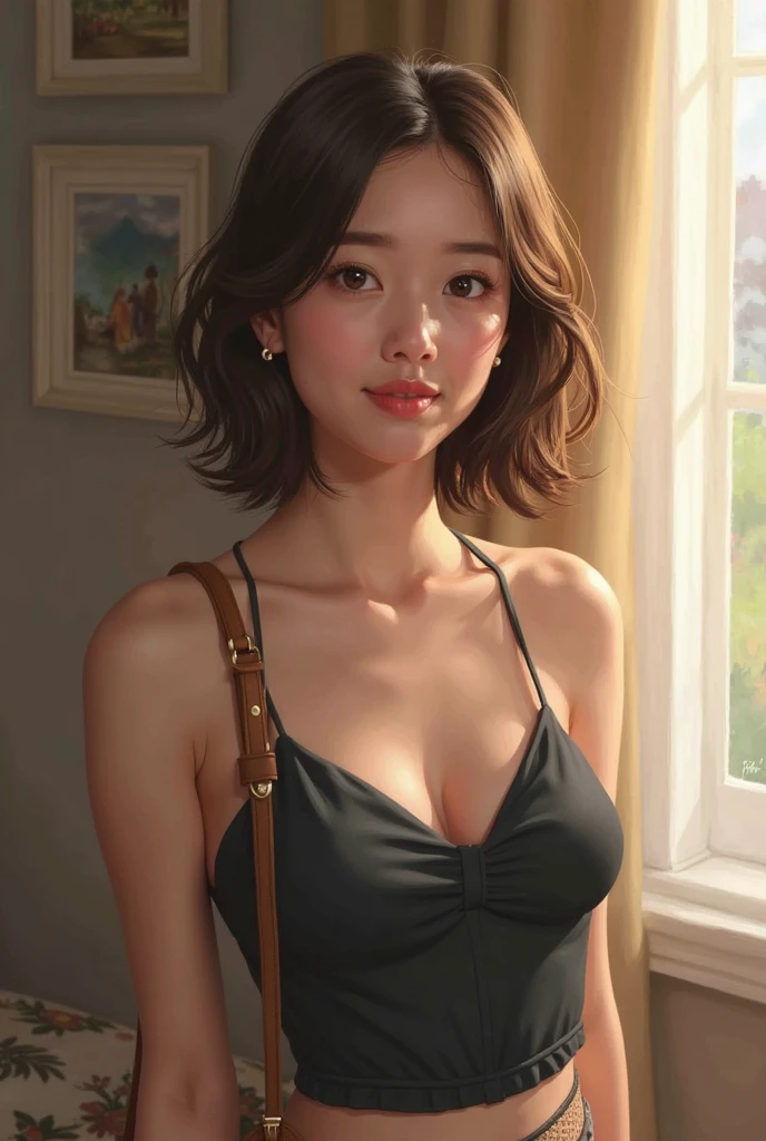 Girl, Single, Top Quality, Upper Body, Beautiful, Pretty, Radiant, Large Breasts, Short Hair, Masterpiece