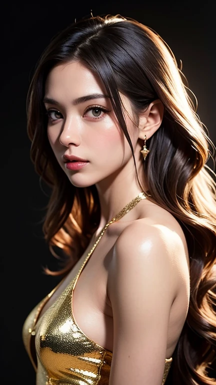 (masterpiece:1.3), (photorealistic:1.37), (A fashion model, 22-years-old), ((Glamour, paparazzi taking pictures of her), (super elaborate, extravagant evening wear), with a perfect body, super fine face and eyes, (light makeup, [[pink lipstick]], eyeliner), ((view the viewer)), (full breasts), The attention to detail, Double eyelids, Wear an off-the-shoulder top, full bodyesbian, ((light dark medium (hair slicked to the two side), extremely detailed)), ((Brown eyes)), 16K, UHD, Extremely detailed, voluminetric warm lighting,