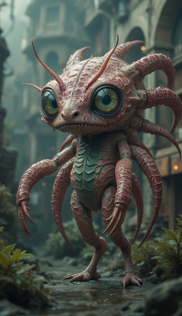 femalien, alien, monsters00d, colorful skin, red uniform, highly detailed, science fiction, creature, fluffy, teeth, eyelashes, makeup, claws, scales,
<lora:monsters00d:0.8> <lora:FemAlien:0.8>
