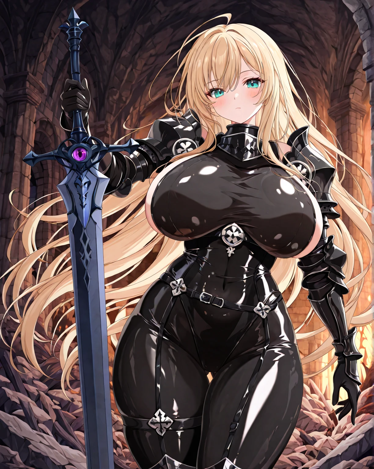 21thshirow, solo, 1girl, looking at viewer, big breasts, blonde hair, detailed face, outdoors, skimpy amazon clothes,