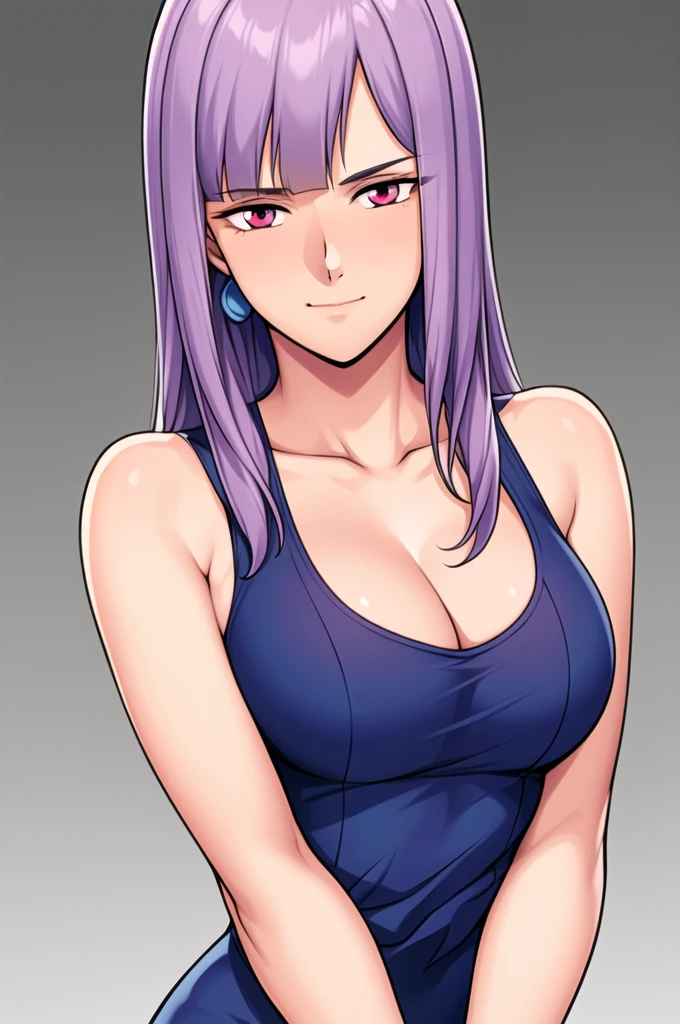 Ino yamanaka, komono, nevando, sitted,Purple clothes,Off-the-shoulder attire,cleavage,ssmile,Be red in the face,inside in room,Close-up close-up,with a good figure