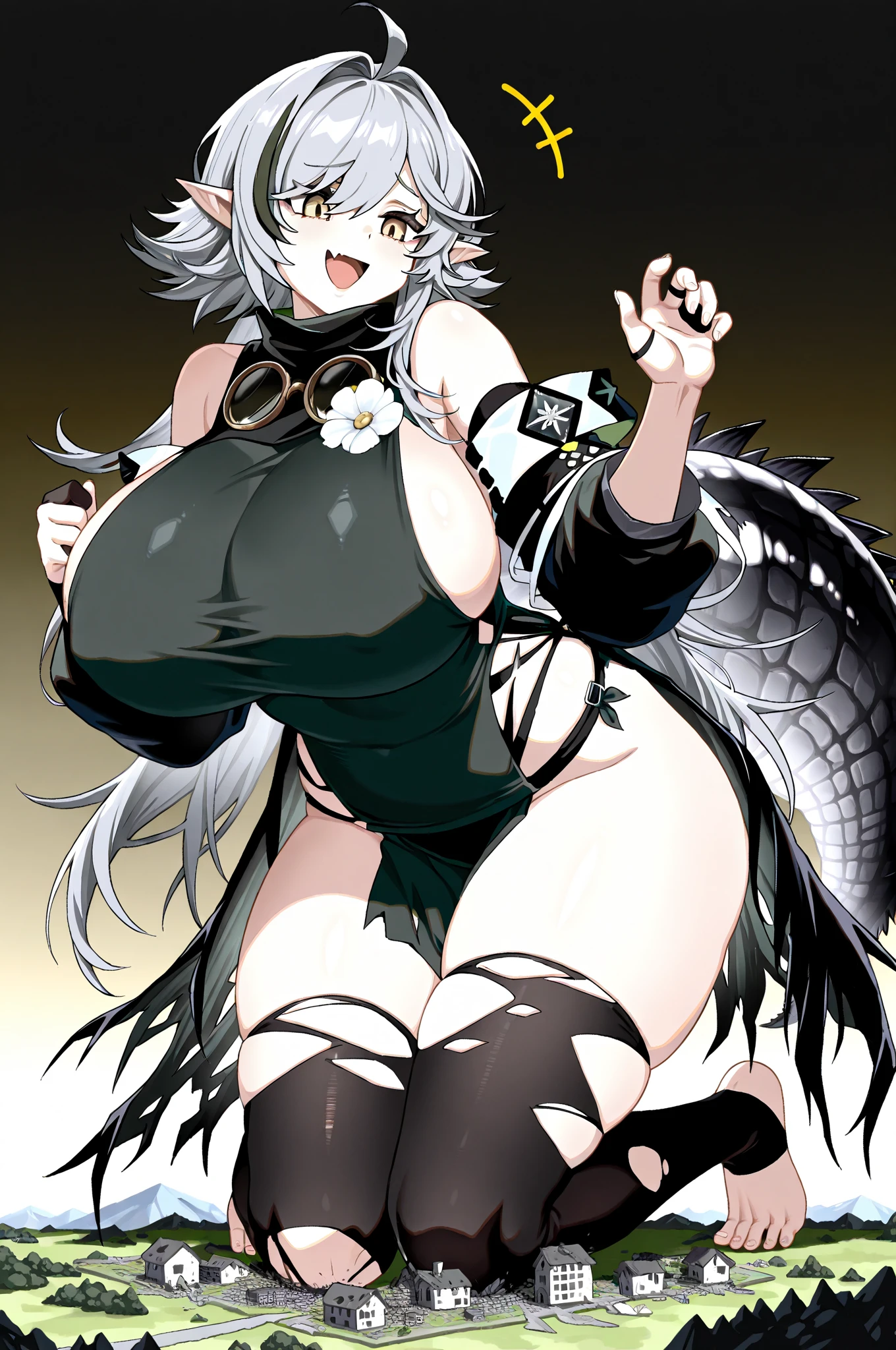 magisa,granblue fantasy,(white and black swim suit:1.5),silver long hair,(flipping bangs),gigantic tits,witch hat,red eyes,smile,wet and see-through,on the sea,caustics,partially submerged,1girl afloat,submerged body, afloat tits,ocean,lying in water