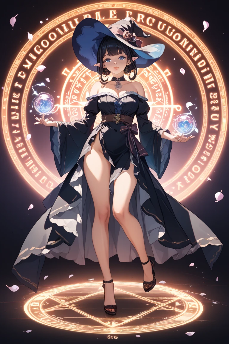 ((highest quality)),(ultra high resolution),(Super detailed),(detailed description),((best CG)),(best work of art),super precision art,great drawing art,(Fantasy art with precise details:1.5), (One Witch:1.5),(beautiful and well-shaped face:1.5),Witch's clothes detailed and detailed:1.5,Condescending laughter:1.6,Tattoos all over the body:1.8, (vibrating magic circle:1.7),Geometric pattern:1.7