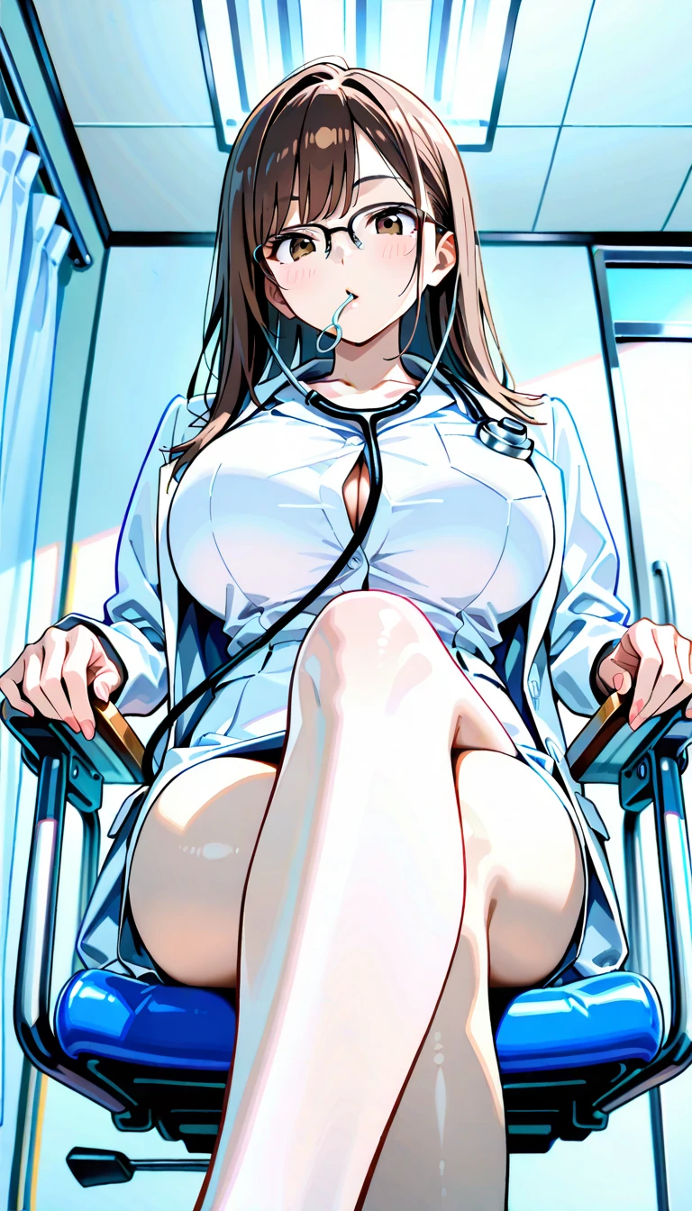 (((character : asakura minami))),((masterpiece)),((highest quality)),Uncensored,Super detailed,(thin entire outline),enlightenment,explicit,1girl,solo,black hair,medium hair,black eyes,small nose,perfect body,beautiful body,beautiful character design,perfect eyes,perfect face,((happy smile)),(laughing),(enjoy),(looks like fun),(vimbrigant),(having fun),wallpaper,ultra high resolution,8k,photo shoot,(beautiful large breasts:1.2),large nipples,beautiful legs,perfect feet,beautiful skin,fair skin,smooth skin,official style,official art,make a screen cap,indoor,((surgery room)),((medical Delivery chair)),bright lighting,close up crotch area,(wide spread legs:1.2),peace sign,(prolapse),(high quality realistic vagina:1.2),(high quality realistic anus:1.2),large clitoris,((ultimate wide open vagina)),open urethral hole,((wide open anus)),very very wide opening speculum,(((clear view of inside vagina))),((she loves expanding vagina)),((((gigantic plastic speculum)))),((((uterine cervix:1.2)))),((((soft turd)))),(unchi),nsfw,