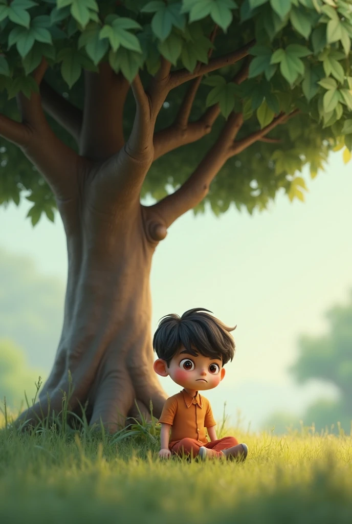18+young tall boy sitting under atree ai 3d image cartoon type