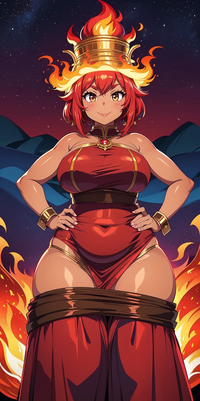 ultra detail, high resolution, ultra detailed, best quality, amazing, top quality, 1woman, pose, fantasy, curly hair, stout, wide body type, large breasts, wide hips, pants, red hair, 5 feet tall, short height, sexy, thick, breasts, axe, hunter, monster hunter