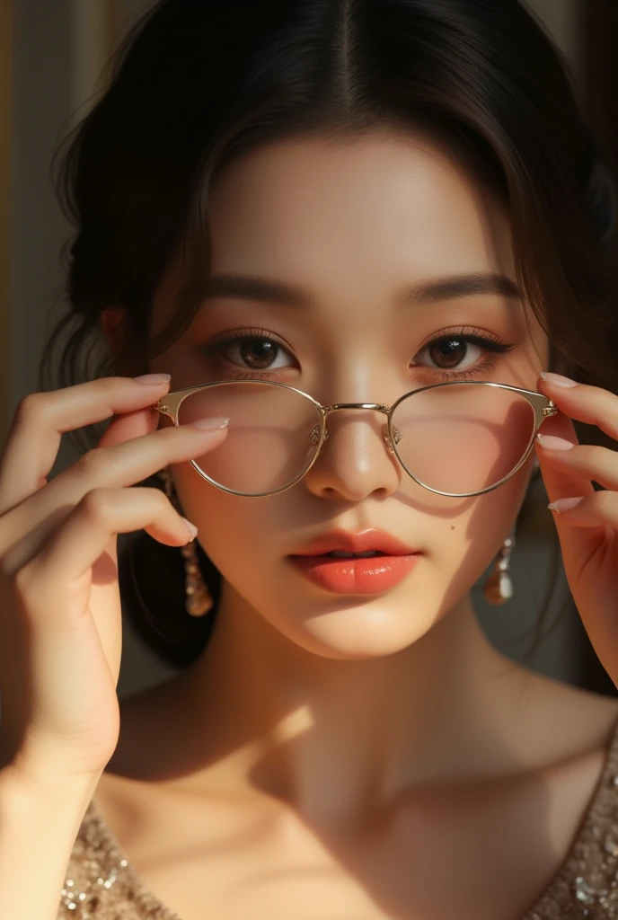 masterpiece, wearing bra bra, eyewear view, glasses, pov, x-ray glasses, x-ray vision