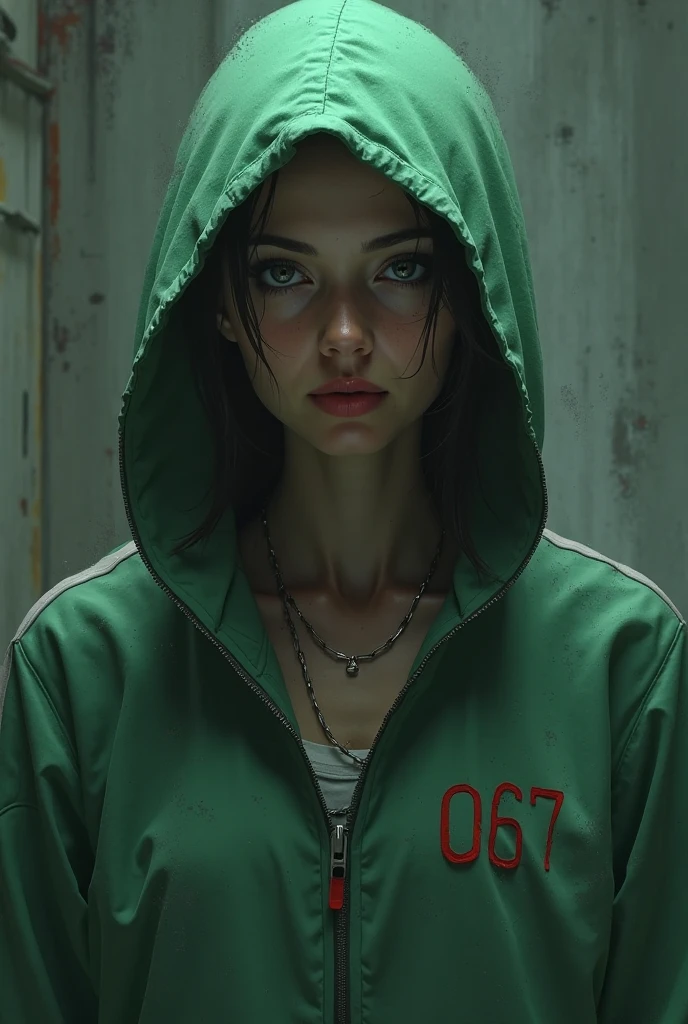 The image features the phrase "A FÓRMULA SECRETA" in large, shadowy letters at the top, with a distressed effect, giving a mysterious tone. Below the phrase, there is a gloomy 30-year-old Adult character who appears to be sad or depressed. The character in the image has the following characteristics: - **Hair**: Green, with a low ponytail that extends to the back of the head. A strand of hair stands out, curving upwards at the top of the head. - **Eyes**: Only the left eye is visible, which is large, expressive, and has a red iris. The right eye is covered by a black eye patch. - **Facial Expression**: The expression is one of discontent or irritation, with the eyebrows furrowed and the mouth curved downwards, conveying a defensive attitude. - **Clothes**: Wears a long-sleeved green shirt that covers his arms, where he crosses them in front of his body. - **Skin Tone**: Light, almost beige, with no additional visible details. The character is standing next to a white glass plate lying on the floor, on top of it is a severed hand , from which a red liquid is spilling. The setting conveys a dark and melancholic atmosphere, suggesting that the character has lost something valuable or is mourning the loss of a "fórmula secreta".