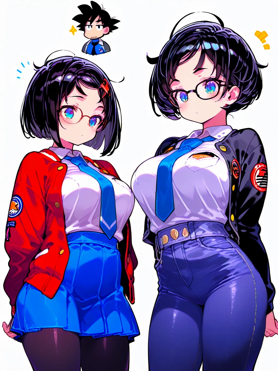 a solo cartoon of a woman in tight pants and a shirt, bimbo at the gym, thicc, oc commission, commission for high res, hands behind her body pose!, inked and colored, cel shaded!!!, cutesexyrobutts, full body portrait of a short!, fullbody commission for, thighs!!!!!!, lowres, thighs!!!, a full bodyof a solo woman with a black hair and a blue top, short black hair, anime visual of a woman, female anime character, town
