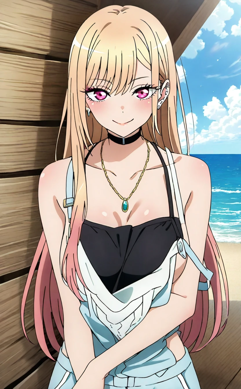 1girl, kitagawa marin, sono bisque doll wa koi wo suru, bikini, beach, anime artwork, anime style, key visual, vibrant, studio anime, highly detailed, masterpiece, best quality, very aesthetic, absurdres