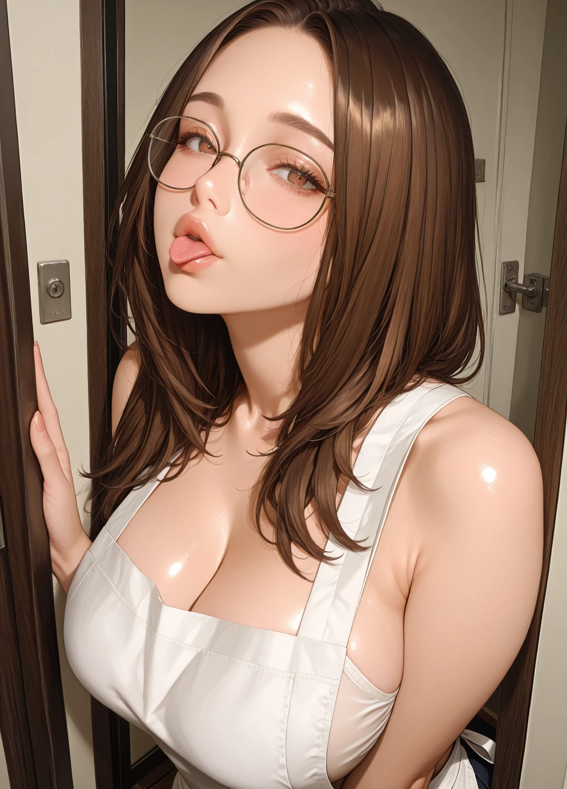 masterpiece, best quality , delicate girl, cute face, , hot girl, , small tits, group, wearing glasses